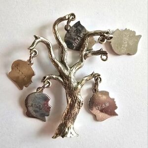Vintage family tree brooch Sterling Silver Mother mom mother's day Danecraft